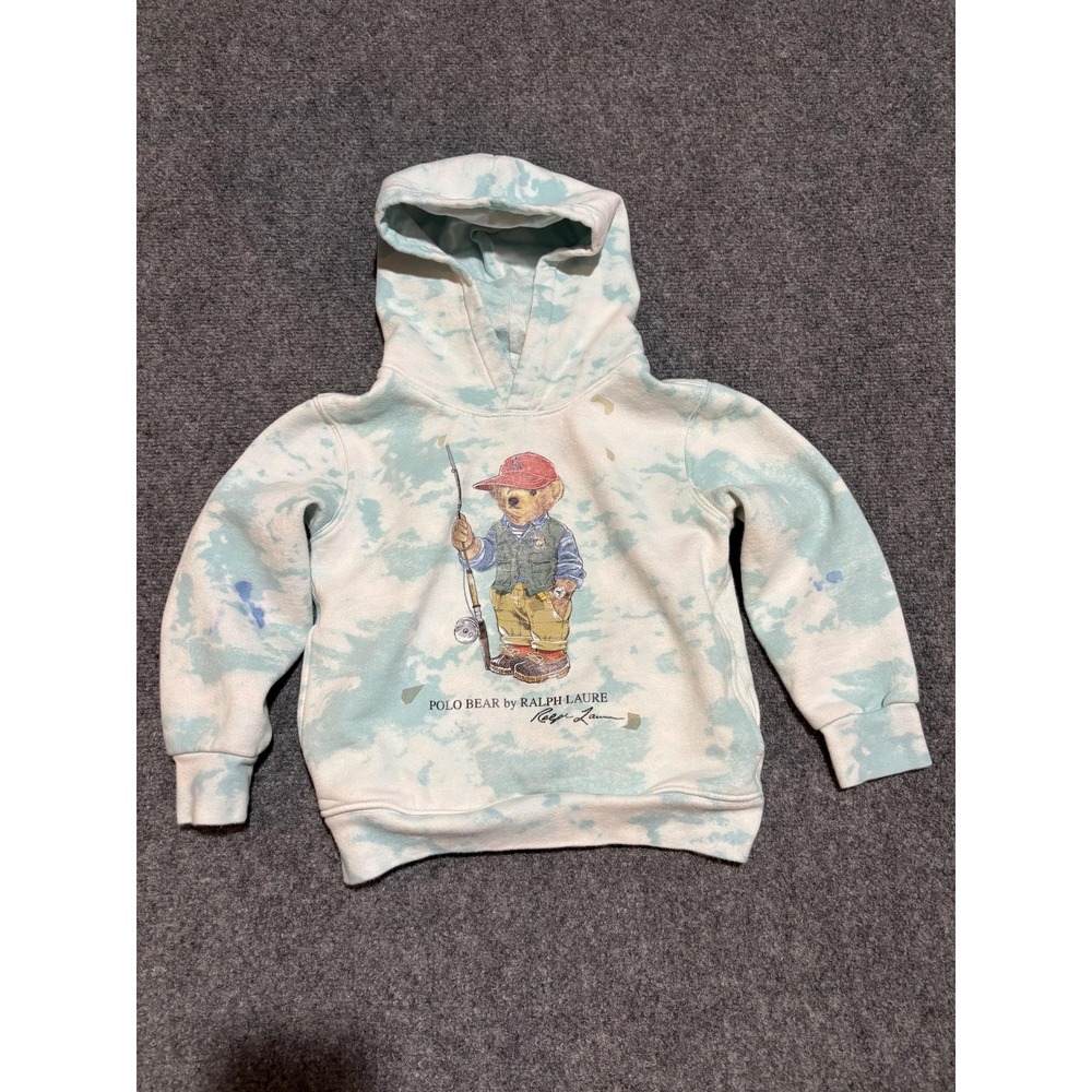 Polo Ralph Lauren Hoodie Kids 6 Multicolor Polo Bear Fleece Pullover Graphic